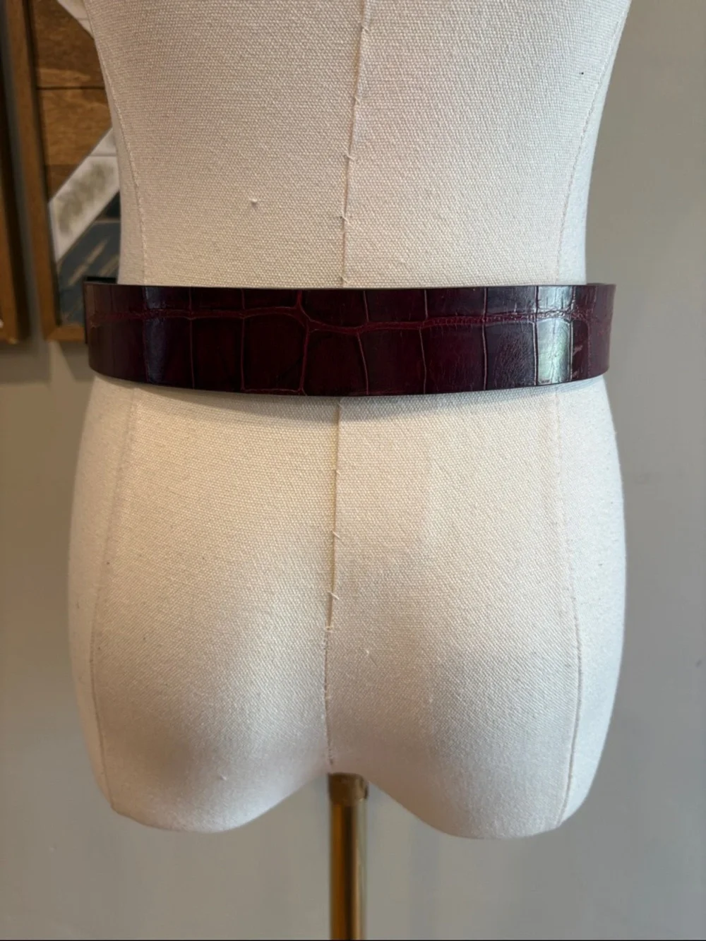Vintage Ralph Lauren Burgundy Red Genuine American Alligator Leather Belt Medium